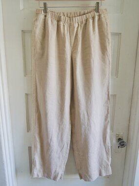 Quince Tan European Linen Wide Leg Pant Driftwood M
